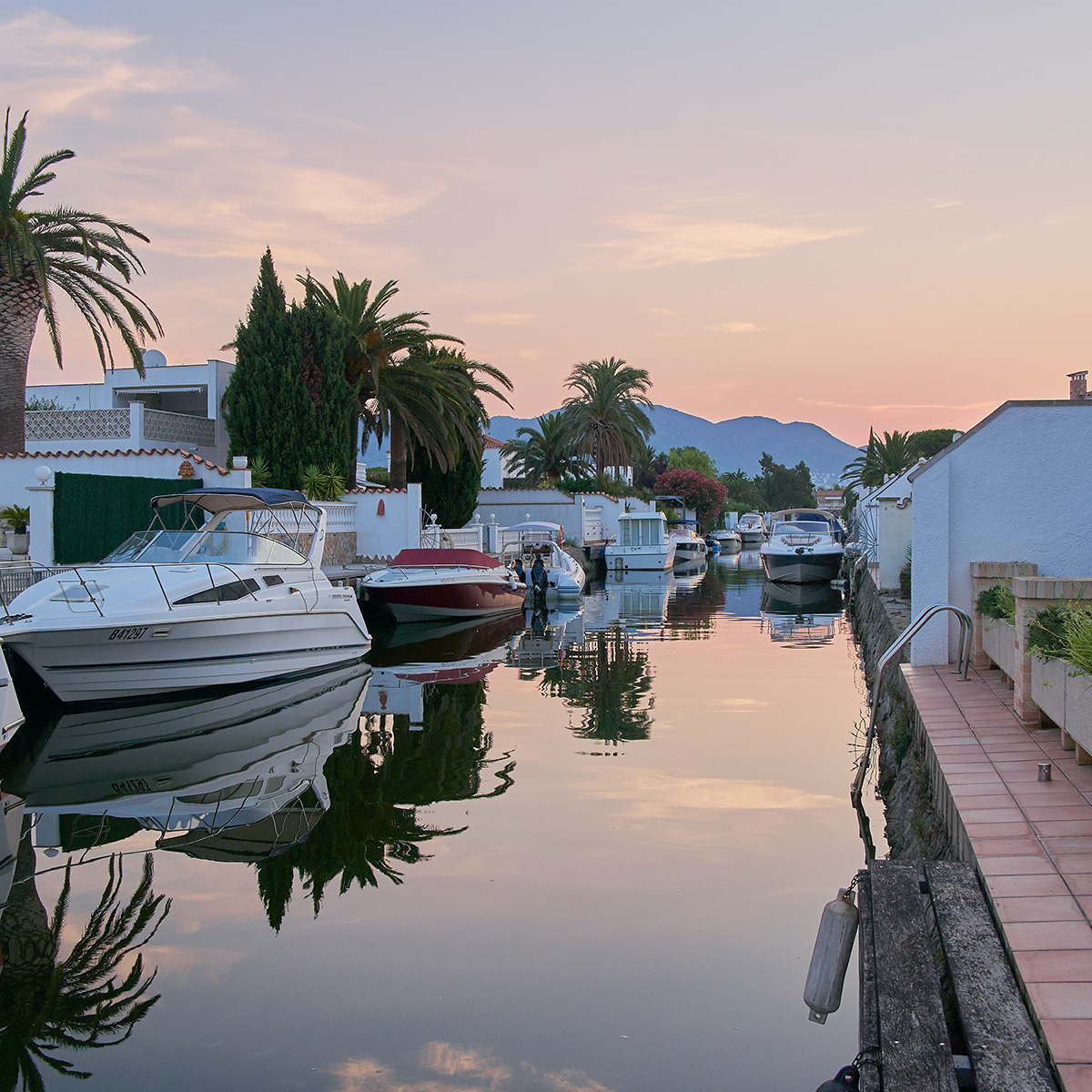 Sunset over the marina of Empuriabrava