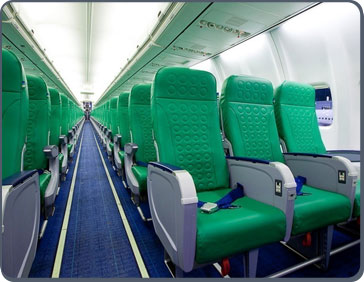 Interior of an airline heading to Spain