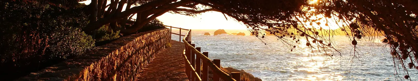 Begur path by the sea at sunset