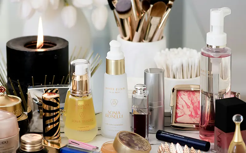 Cosmetics and makeup products from major brands, illustrating Spain’s beauty and skincare industry