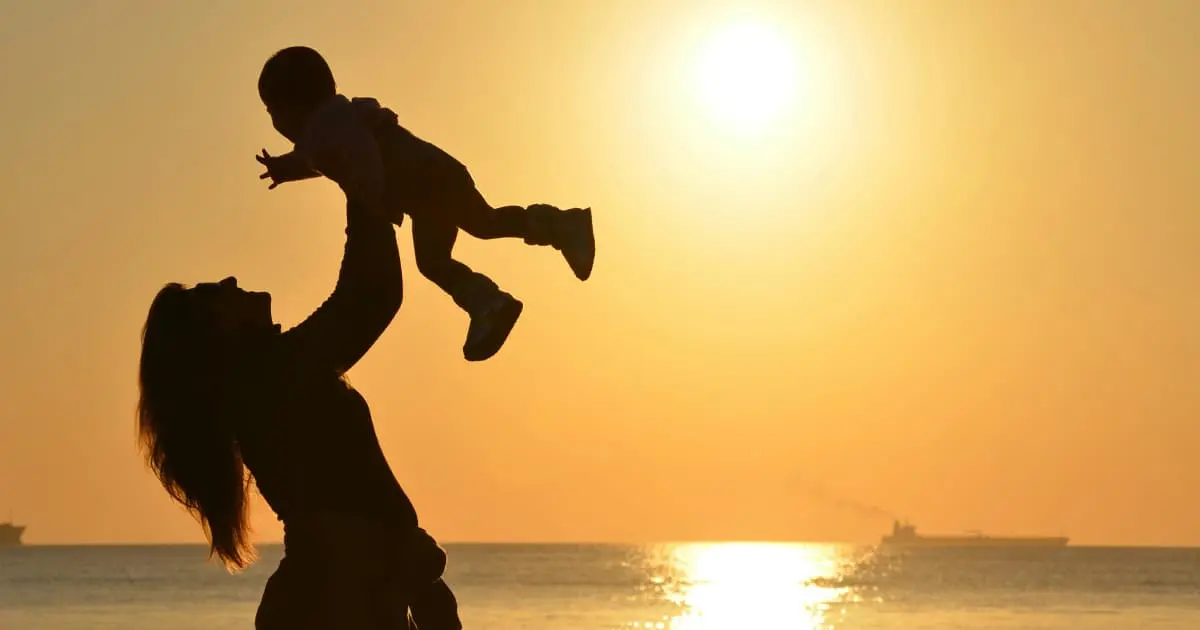 Mother and child at sunset in Spain, representing education, schooling and family life